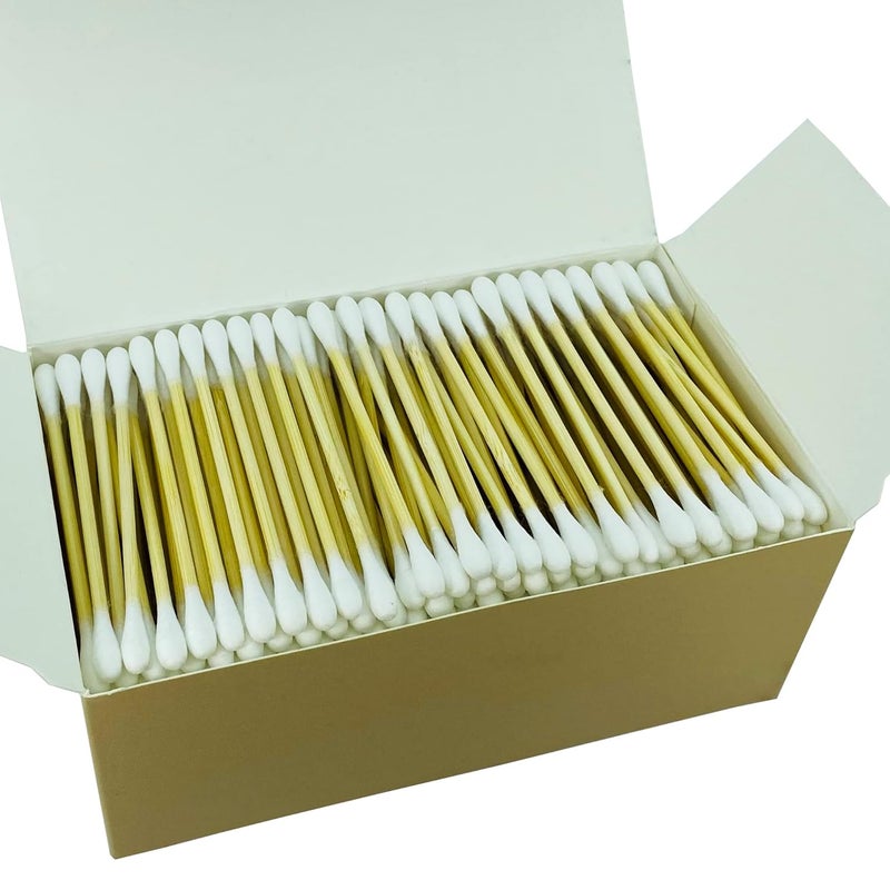 CGR 1050pcs Organic cotton Swabs, 100% Cotton Double-Tipped, Bamboo Sticks(compostable), Travel Pack(3 Pack of 350 Swabs Total) - Image 4